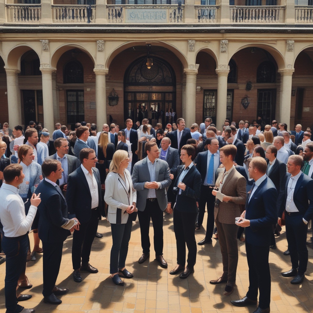 Professionals from elite schools and companies networking